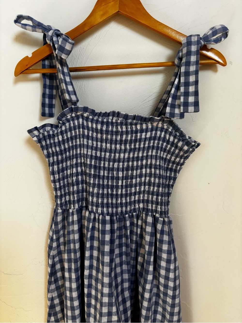 SherryRise Gingham Smocked Maxi Dress — Blue & White Gingham - Picture 2 of 5